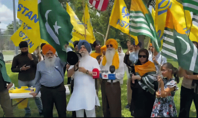 ہیوسٹن میں سکھوں اور کشمیریوں کا بھارت کے خلاف مظاہرہ