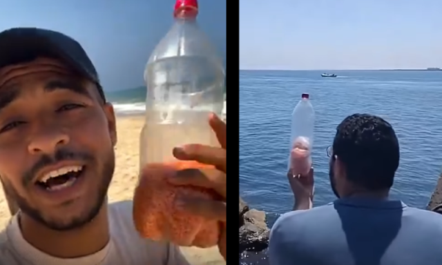 مصر سے سمندر میں پھینکی گئی اناج کی بوتلیں معجزاتی طور پر غزہ پہنچ گئیں