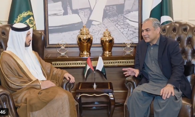 وفاقی وزیر داخلہ محسن نقوی سے یو اے ای نیشنل اینٹی نارکوٹکس اتھارٹی کے چیئرمین شیخ زید بن حماد کی ملاقات