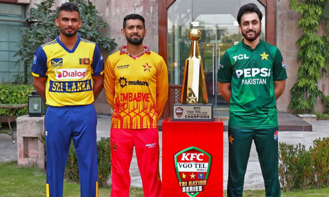 سہ ملکی سیریز ٹرافی کی راولپنڈی کرکٹ اسٹیڈیم میں رونمائی کردی گئی