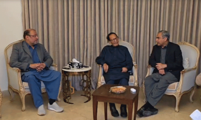 محسن نقوی کی چودھری شجاعت حسین سے ملاقات، بہنوئی کے انتقال پر تعزیت