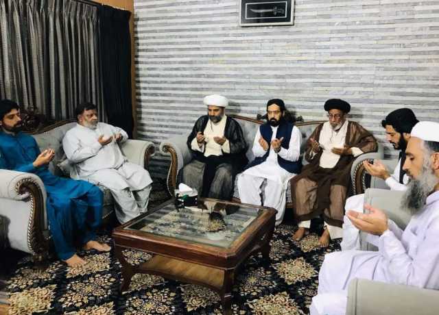 علامہ مقصود ڈومکی کی حافظ حسین احمد کے فرزند سے اظہار تعزیت