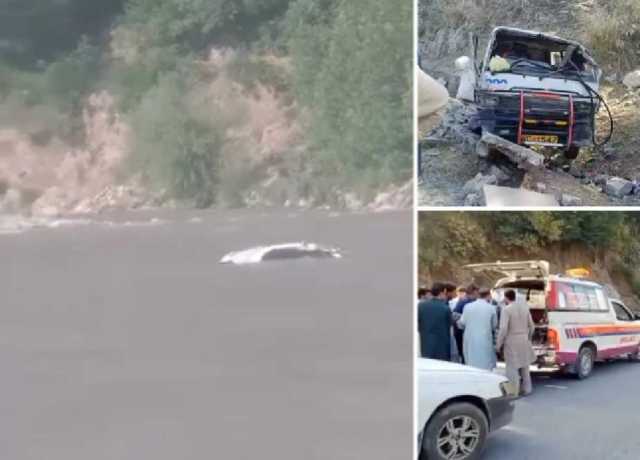 کوچ سے ٹکرانے کے بعد کار مسافروں سمیت دریا میں بہہ گئی