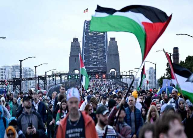 آسٹریلیا میں فلسطین کے حق مظاہرہ، سڈنی ہاربر برج پر عوام کا سمندر اُمڈ آیا