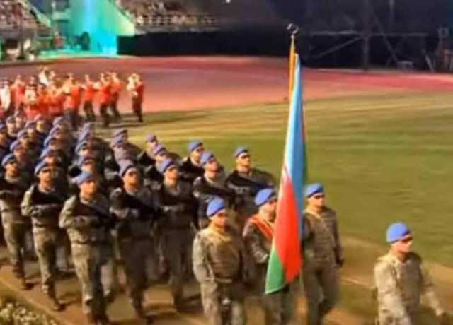 یوم آزادی، معرکہ حق کی تقریب، ترکیہ، آذربائیجان کے فوجی دستوں کا مارچ پاسٹ