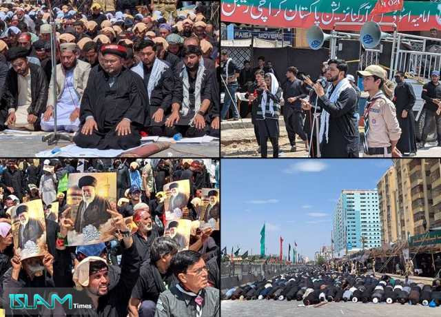 اربعین حسینیؑ، آئی ایس او کراچی کے تحت مرکزی جلوس میں مولانا ناظر تقوی کی زیر اقتداء نماز باجماعت