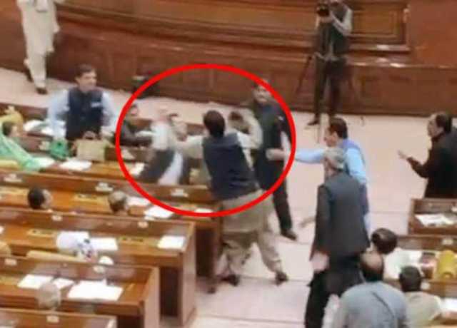 پنجاب اسمبلی اجلاس بدنظمی کا شکار، اپوزیشن رکن نے حسان ریاض کو تھپڑ رسید کردیا