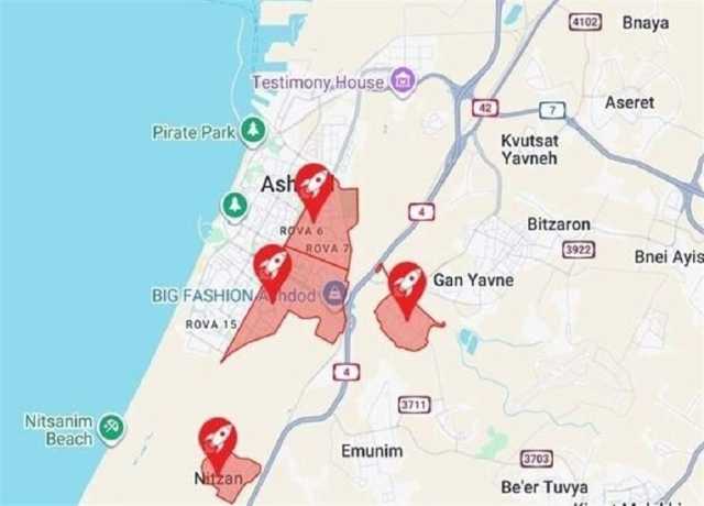 فلسطینی مجاہدین کا غزہ سے مقبوضہ شہر اشدود پر میزائل حملہ