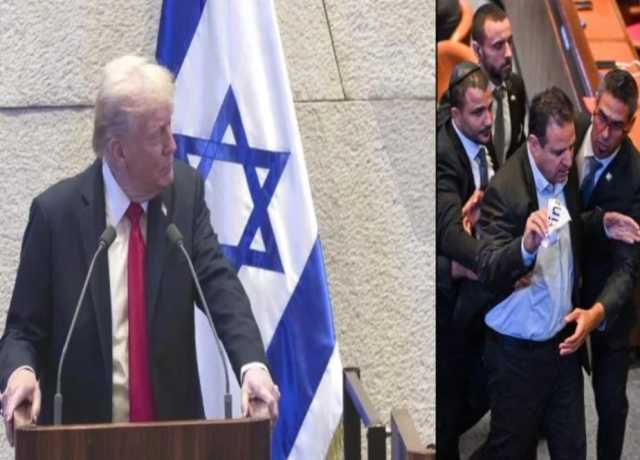 ٹرمپ کی تقریر کے دوران اسرائیلی ارکان اسمبلی کی فلسطین کے حق میں شدید نعرے بازی
