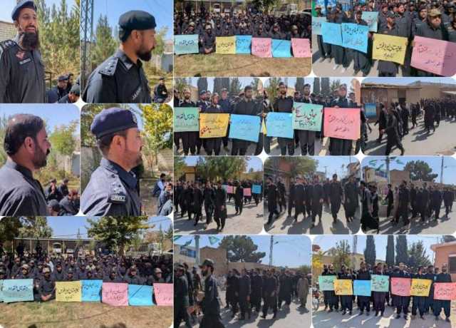 قلات، بلوچستان پولیس میں انضمام پر لیویز اہلکاروں کا احتجاج