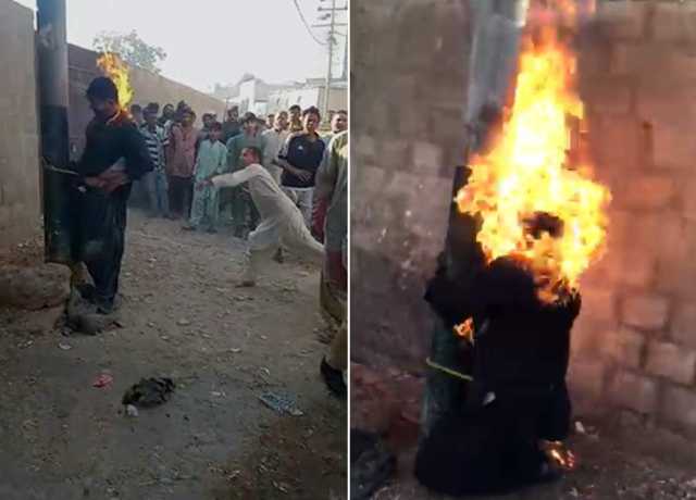 کراچی میں نوجوان کو قتل کرنیوالے ڈاکو کو شہریوں نے زندہ جلا دیا