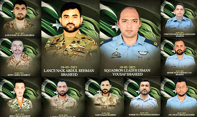 بزدلانہ بھارتی حملے سے سکواڈن لیڈ‘ 10جوان ‘ 40شہری شہید ہوئی : آئی ایس پی آر: 3رافیل سمیت 5جنگی جیاز گرائے دشمن کا دفاعی نظام تباہ کیا سکیورٹی ذرائع