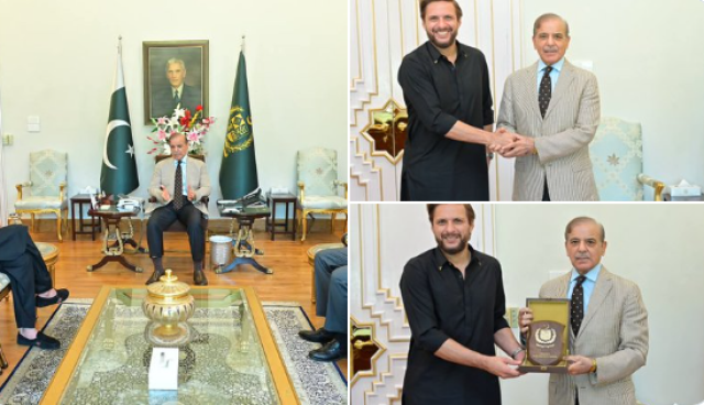 پاکستان کرکٹ ٹیم کے سابق کپتان شاہد آفریدی کی وزیراعظم شہباز شریف سے ملاقات