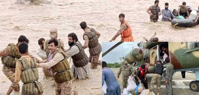 خیبر پختوںخوا کے سیلاب زدہ علاقوں میں پاک فوج کی امدادی سرگرمیاں جاری