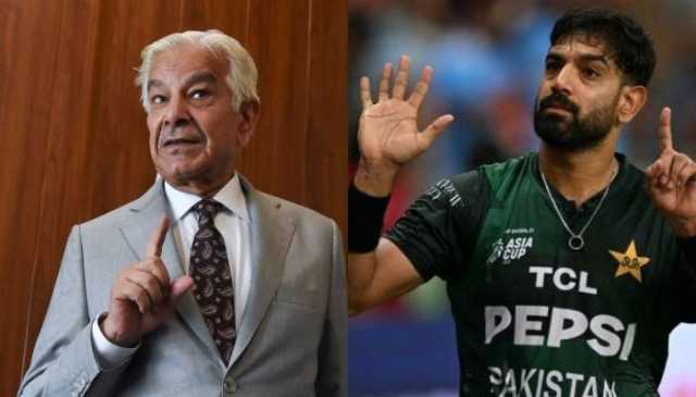 'کم چُک کے رکھ‘، حارث رؤف کے بھارتی شائقین کو 0-6 کے اشارے پر وزیر دفاع کا ردعمل
