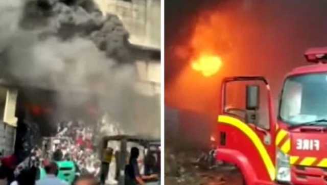 کراچی: لانڈھی میں آگ لگنے کے بعد گارمنٹ فیکٹری کی عمارت گر گئی