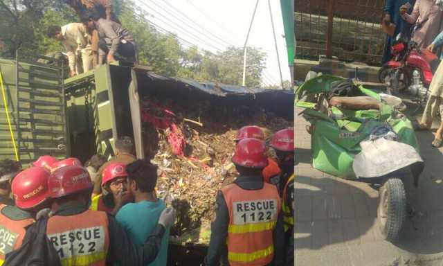 لاہور : ڈمپر نے 3رکشوں ِ، 2موٹر سائیکوں کو روندڈالا ، 2طالبات سمیت 5افراد جاں بحق 