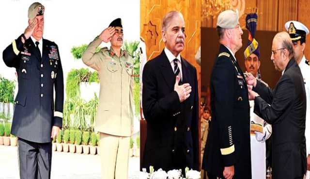 عسکری تعاون کیلئے خدمات: امریکی سینٹکام کمانڈر مائیک کوریلا کو نشان امتیاز عطا 