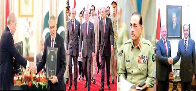 پاکستان، اردن میں کئی سمجھوتے، دفاعی تعاون، سرمایہ کاری بڑھانے پر زور: وزیراعظم، شاہ عبداللہ دوم میں ملاقات، فیلڈ مارشل بھی موجود تھے