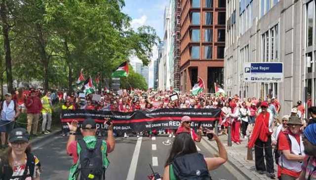 برسلز، 130 تنظیموں کا فلسطینی عوام کے حق میں مظاہرہ
