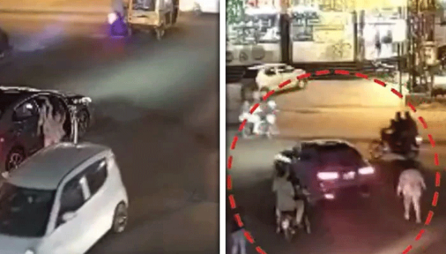 لاہور: خاتون سے گاڑی چھیننے کی ویڈیو سامنے آگئی، ملزمان گرفتار