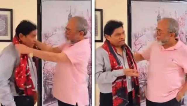 ایاز خان کی جانی لیور سے ملاقات، سندھی اجرک کا تحفہ دیا