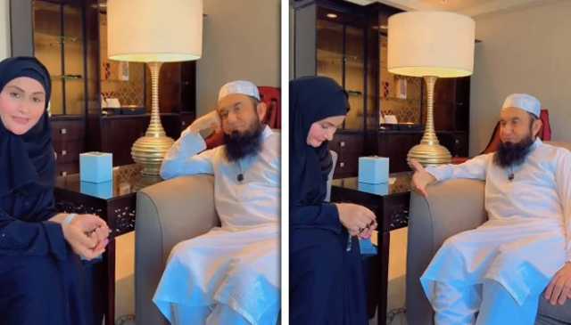 نرگس کی مکہ مکرمہ میں مولانا طارق جمیل سے ملاقات ،دعا کریں بار بار اللہ کے گھر آ سکوں