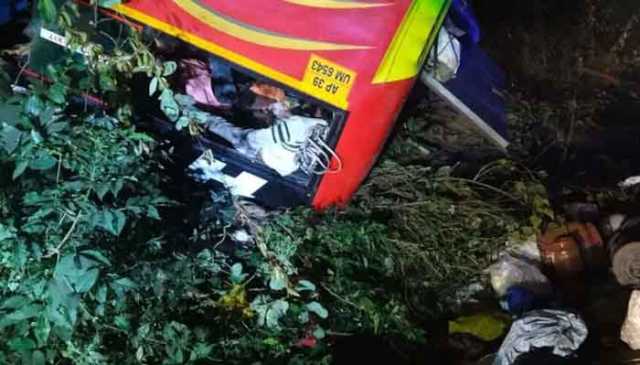 بھارت: آندھرا پردیش میں بس گہری کھائی میں گرنے سے 9 افراد ہلاک، درجنوں زخمی