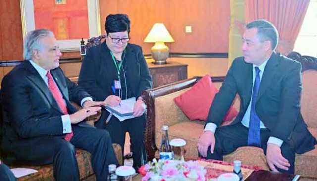 اسحاق ڈار کی کرغز صدر سے ملاقات، تعلقات مضبوط بنانے کے عزم کا اعادہ