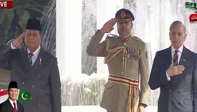 انڈونیشین صدر کے اعزاز میں پروقار استقبالیہ، مسلح افواج کے دستے نے سلامی دی