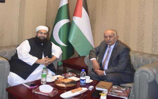 چیئرمین پاکستان علماء کونسل  حافظ محمد طاہر محمود اشرفی کی پاکستان میں فلسطین کے سفیر ڈاکٹر ذہیر زید سے ملاقات 