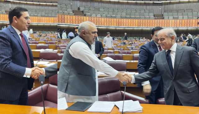 قومی اسمبلی اجلاس، وزیرِاعظم نے پی ٹی آئی رہنماوں سے ان کی نشست پر جا کر مصافحہ کیا