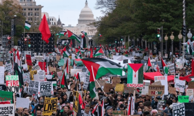 امریکا میں ایران اور فلسطین کے حق میں مظاہرہ: اسرائیل کے خلاف بھرپور احتجاج