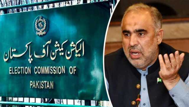 دھاندلی کا الزام ، الیکشن کمیشن نے اسد قیصر کے بیان کا نوٹس لے لیا، کارروائی کا عندیہ
