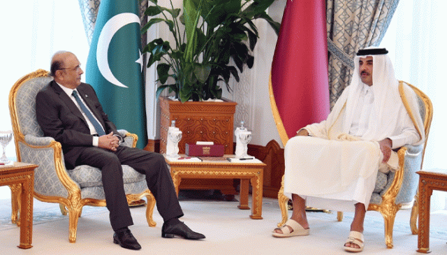 صدر زرداری کی دوحا میں امیرِ قطر سے ملاقات؛ شیخ تمیم کا آئندہ سال دورۂ پاکستان کا اعلان