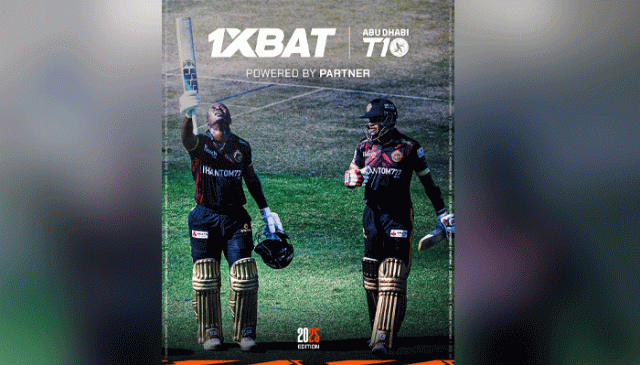 ابوظہبی ٹی10 لیگ: 1xBat مسلسل دوسرے سال بھی آفیشل اسپانسر مقرر