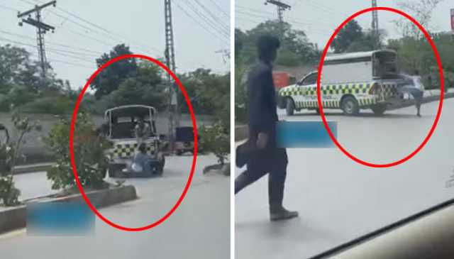 پشاور: ٹریفک پولیس کی گاڑی سے شہری کو گھسیٹنے کی ویڈیو وائرل، اہلکار معطل
