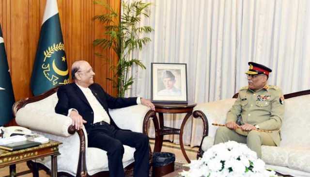 صدر مملکت آصف زرداری سے جنرل ساحر شمشاد مرزا کی الوداعی ملاقات