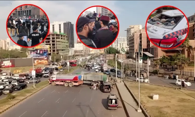 سندھ ثقافت ریلی، پولیس اور قوم پرست کارکنوں میں شارع فیصل پرتصادم