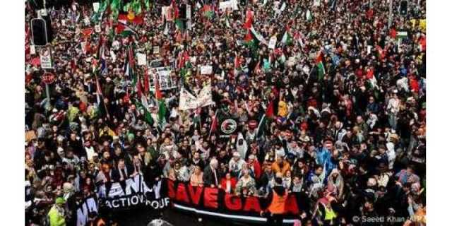 سڈنی: فلسطین کے حق میں تاریخی مارچ، جولیان اسانج بھی شریک