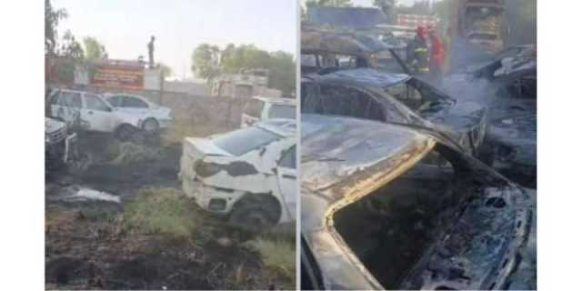 پشاور میں ایکسائز ویئر ہاؤس میں آتشزدگی، درجنوں گاڑیاں جل گئیں