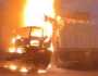 مٹیاری، قومی شاہراہ پر 2 ٹرالر اور ایک ٹینکر میں آگ لگ گئی