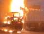 مٹیاری، قومی شاہراہ پر 2 ٹرالر اور ایک ٹینکر میں آگ لگ گئی
